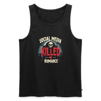 Social Media Killed the Romance | Drama - Männer Premium Bio Tank Top - Schwarz - Vorne - Michal (187cm)