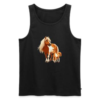 Shetlandpony mit Fohlen - Männer Premium Bio Tank Top - Schwarz - Vorne - Michal (187cm)