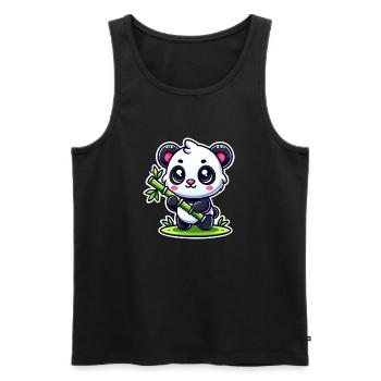 Panda mignon avec bambou - Débardeur bio Premium Homme - noir - Devant - AI Model Male 178 light (178cm)