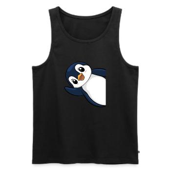 Mignon pingouin ondulant - Adorable ornithologue - Débardeur bio Premium Homme - noir - Devant - Michal (187cm)