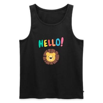 Hello Löwe - Löwenkopf - Geschenkidee - Kinder - Männer Premium Bio Tank Top - Schwarz - Vorne - Michal (187cm)