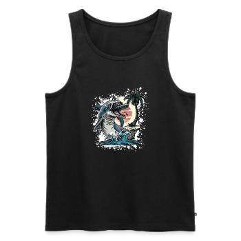 Vacances d’été avec les dauphins - Débardeur bio Premium Homme - noir - Devant - Michal (187cm)