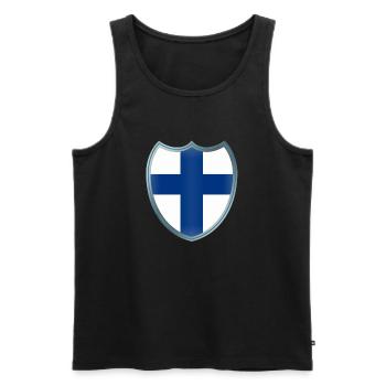 Finland (Finnland_Wappen) - Männer Premium Bio Tank Top - Schwarz - Vorne - AI Model Male 178 light (178cm)