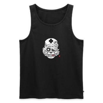 Lustiges Totenkopf Krankenschwester Design - Männer Premium Bio Tank Top - Schwarz - Vorne - Michal (187cm)