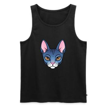 Cool Dessin Animé Sphynx Chat - Débardeur bio Premium Homme - noir - Devant - AI Model Male 178 light (178cm)