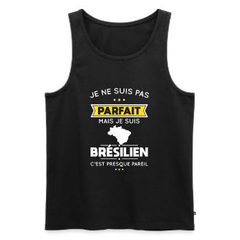 Je ne suis pas parfait mais je suis Brésilien - Débardeur bio Premium Homme - noir - Devant - Michal (187cm)