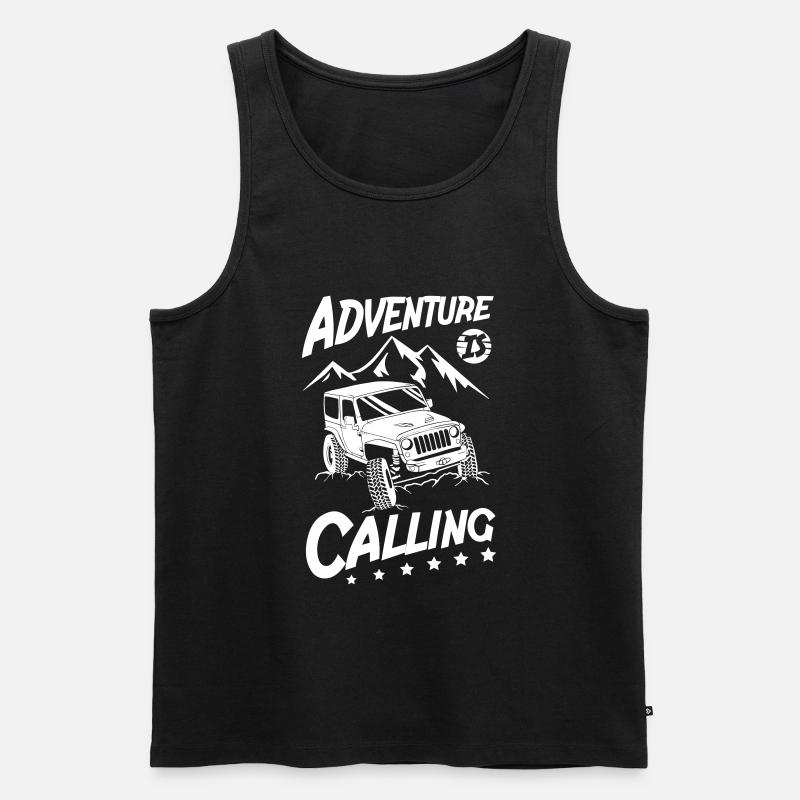 Adventure is Calling Jeeps - Männer Premium Bio Tank Top - Schwarz