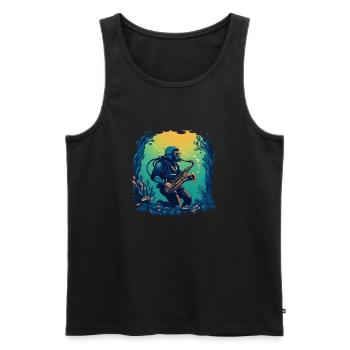 Diver playing Saxophone - Men's Premium Organic Tank Top - black - Front - AI Model Male 178 light (178cm)