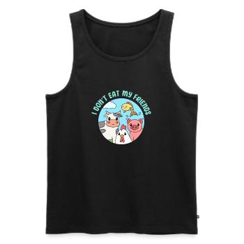 Friends Fish Chicken Pig Design for Vegans - Men's Premium Organic Tank Top - black - Front - AI Model Male 178 light (178cm)