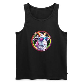 billy goat with sunglasses in color circles - Men's Premium Organic Tank Top - black - Front - AI Model Male 178 light (178cm)