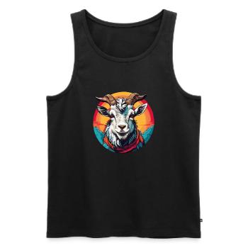 Farbenprächtige Ziege im bunten Farbkreis - Männer Premium Bio Tank Top - Schwarz - Vorne - AI Model Male 178 light (178cm)