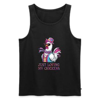 I Love My Chickens - Funny Chickens Cartoon - Men's Premium Organic Tank Top - black - Front - AI Model Male 178 light (178cm)