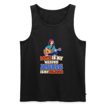 Love is my weapon, music is my religion. - Men's Premium Organic Tank Top - black - Front - Michal (187cm)