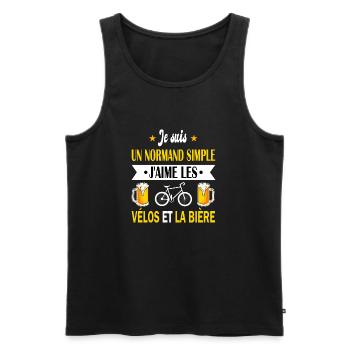 Maillot normand cyclistes vélos et la bière humour - Débardeur bio Premium Homme - noir - Devant - Michal (187cm)