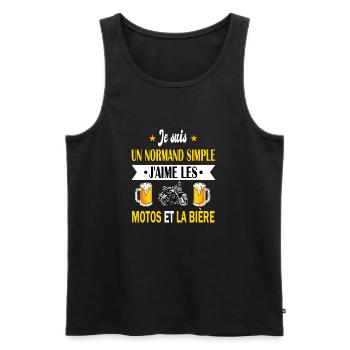 Normand motard humour homme maillot moto bière - Débardeur bio Premium Homme - noir - Devant - Michal (187cm)