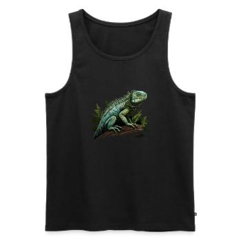 iguana branch reptiles green iguana - Men's Premium Organic Tank Top - black - Front - AI Model Male 178 light (178cm)