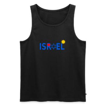 Israël avec l'étoile de David Heart Sun - Débardeur bio Premium Homme - noir - Devant - AI Model Male 178 light (178cm)