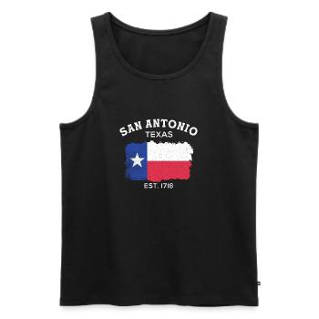 San Antonio est 1718 Design for proud San - Men's Premium Organic Tank Top - black - Front - Michal (187cm)