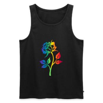 RAINBOW ROSE - Men's Premium Organic Tank Top - black - Front - Michal (187cm)
