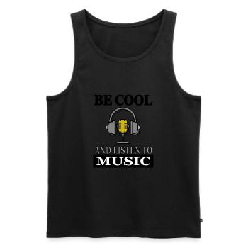 Écouter de la musique Casque Porter un cadeau d’école de musique - Débardeur bio Premium Homme - noir - Devant - Michal (187cm)