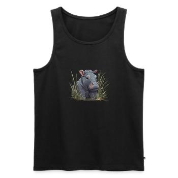 Bébé Hippopotame Hippopotame Veau Hippopotame Afrique - Débardeur bio Premium Homme - noir - Devant - AI Model Male 178 light (178cm)