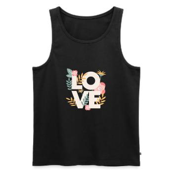 Love love motif Belles fleurs - Débardeur bio Premium Homme - noir - Devant - AI Model Male 178 light (178cm)