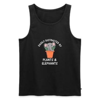 Easily Distracted By Plants And Elephants Plante - Débardeur bio Premium Homme - noir - Devant - AI Model Male 178 light (178cm)