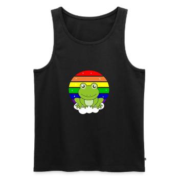 Frosch Regenbogen Glitzer kawaii Frösche - Männer Premium Bio Tank Top - Schwarz - Vorne - AI Model Male 178 light (178cm)