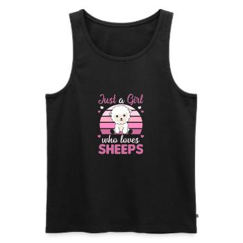 Nur ein Mädchen das Schafe liebt - süßes Schaf - Männer Premium Bio Tank Top - Schwarz - Vorne - Michal (187cm)