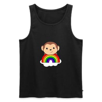 Affe Regenbogen Wolke süße Tiere für Kinder Affen - Männer Premium Bio Tank Top - Schwarz - Vorne - AI Model Male 178 light (178cm)