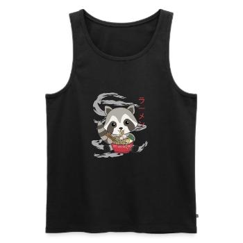 Powered by Ramen süßer Waschbär isst Ramen - Männer Premium Bio Tank Top - Schwarz - Vorne - Michal (187cm)
