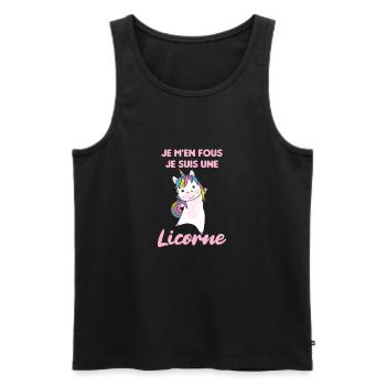 Je m'en fous je suis une licorne - süßes Einhorn - Männer Premium Bio Tank Top - Schwarz - Vorne - AI Model Male 178 light (178cm)