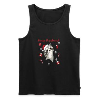 Raccoon Christmas Snow Winter Raccoons - Men's Premium Organic Tank Top - black - Front - AI Model Male 178 light (178cm)