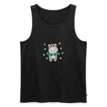 Hippo with shamrocks cute animals for happiness - Men's Premium Organic Tank Top - black - Front - Michal (187cm)