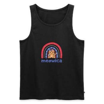 Chat pour le quatrième juillet USA Rainbow Meowica - Débardeur bio Premium Homme - noir - Devant - Michal (187cm)