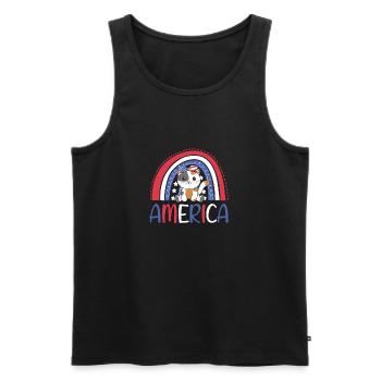 4th of July american cat for kids cute usa cat - Männer Premium Bio Tank Top - Schwarz - Vorne - Michal (187cm)