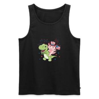 Axolotl avec T-Rex pour le feu d’artifice du quatrième juillet - Débardeur bio Premium Homme - noir - Devant - Michal (187cm)