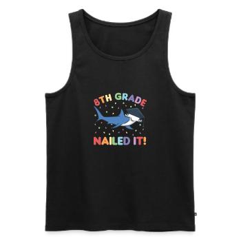 Kids 8th Grade nailed it Hammerhead Shark Graduation - Men's Premium Organic Tank Top - black - Front - AI Model Male 178 light (178cm)