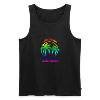Îles Canaries Grande Canarie Rainbow Gay - Débardeur bio Premium Homme - noir - Devant - AI Model Male 178 light (178cm)