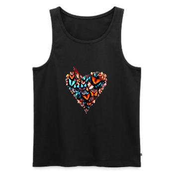 Butterfly heart - Herz voller Schmetterlinge - Männer Premium Bio Tank Top - Schwarz - Vorne - Michal (187cm)
