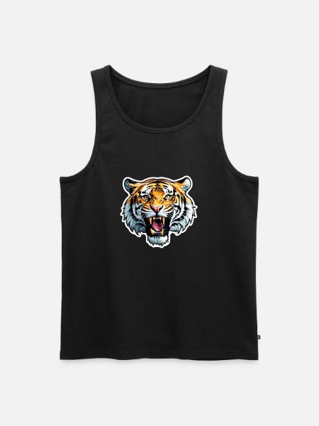 Tiger Head - Men's Premium Organic Tank Top - black
