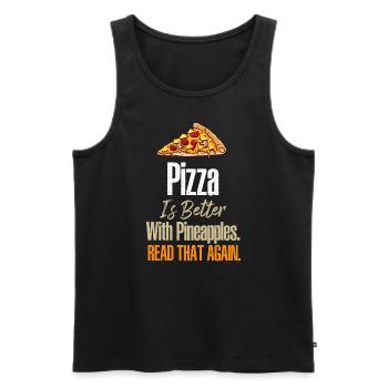 Pizza Ananas Lisez encore ça drôle Pi hawaïen - Débardeur bio Premium Homme - noir - Devant - Michal (187cm)