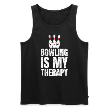 Bowling Is My Therapy - Männer Premium Bio Tank Top - Schwarz - Vorne - AI Model Male 178 light (178cm)