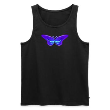 Blaues und violettes Schmetterlingslogo: Glatt und glänzend - Männer Premium Bio Tank Top - Schwarz - Vorne - AI Model Male 178 light (178cm)