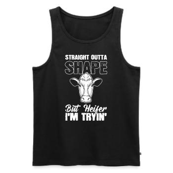 Straight Outta Shape But Heifer, I'm Tryin' Vieh - Männer Premium Bio Tank Top - Schwarz - Vorne - Michal (187cm)