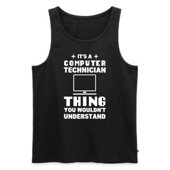 Lustiger Computerfreak Computertechniker - Männer Premium Bio Tank Top - Schwarz - Vorne - Michal (187cm)
