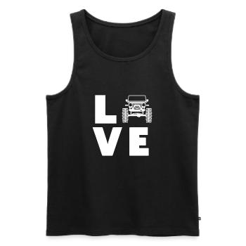 Jeeps d’amour - Débardeur bio Premium Homme - noir - Devant - Michal (187cm)