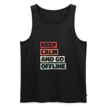 Keep Calm And Go Offline. Wandern Design - Männer Premium Bio Tank Top - Schwarz - Vorne - Michal (187cm)