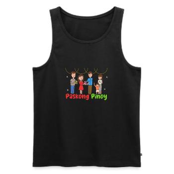 Paskong Pinoy Weihnachtsdesign für Filipinos - Männer Premium Bio Tank Top - Schwarz - Vorne - AI Model Male 178 light (178cm)