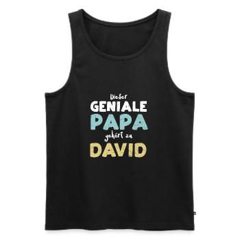 Dieser Geniale Papa Gehört Zu David - Männer Premium Bio Tank Top - Schwarz - Vorne - Michal (187cm)